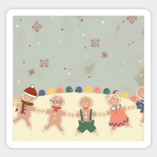 Dancing Gingerbread Friends Sticker